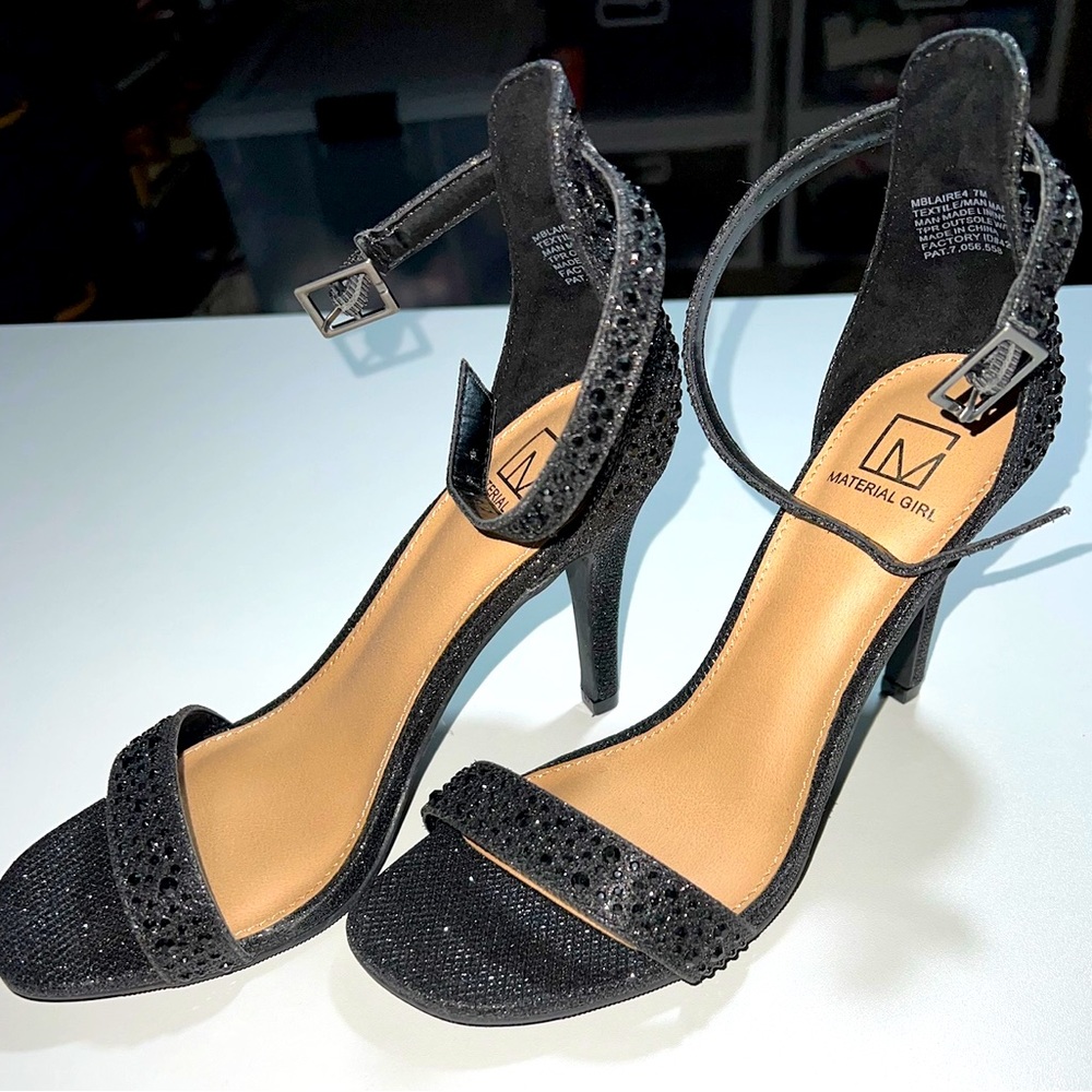 Material girl black heels sparkly / with rhinestones
